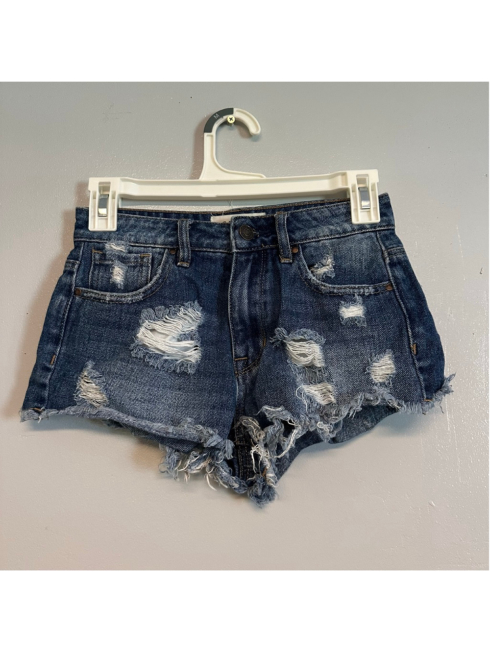 PacSun Blue Distressed High Rise Festival Jean Shorts Size 23 Summer